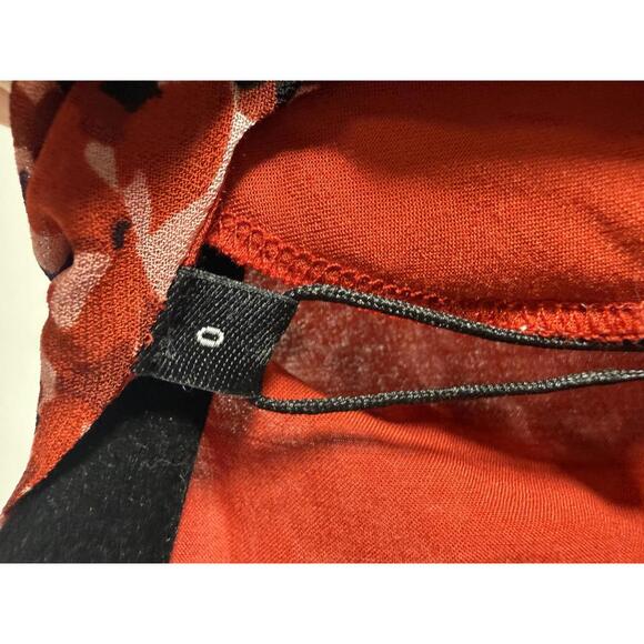 The Kooples Burning Flowers Mini Dress Size 0 (US XS) Red Floral V-Neck NWT - Picture 7 of 10